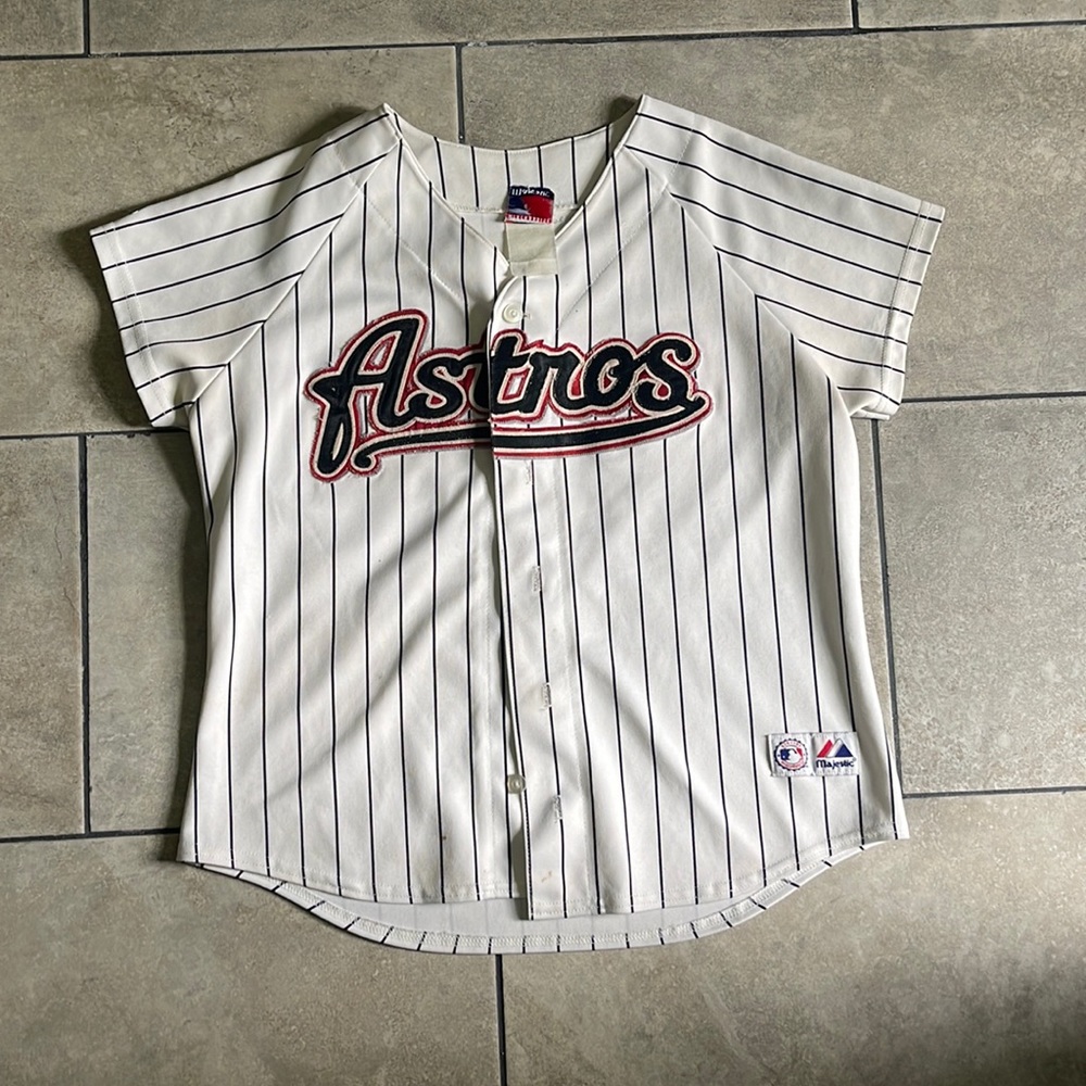 White & Black stripped vintage Houston Astros Jersey